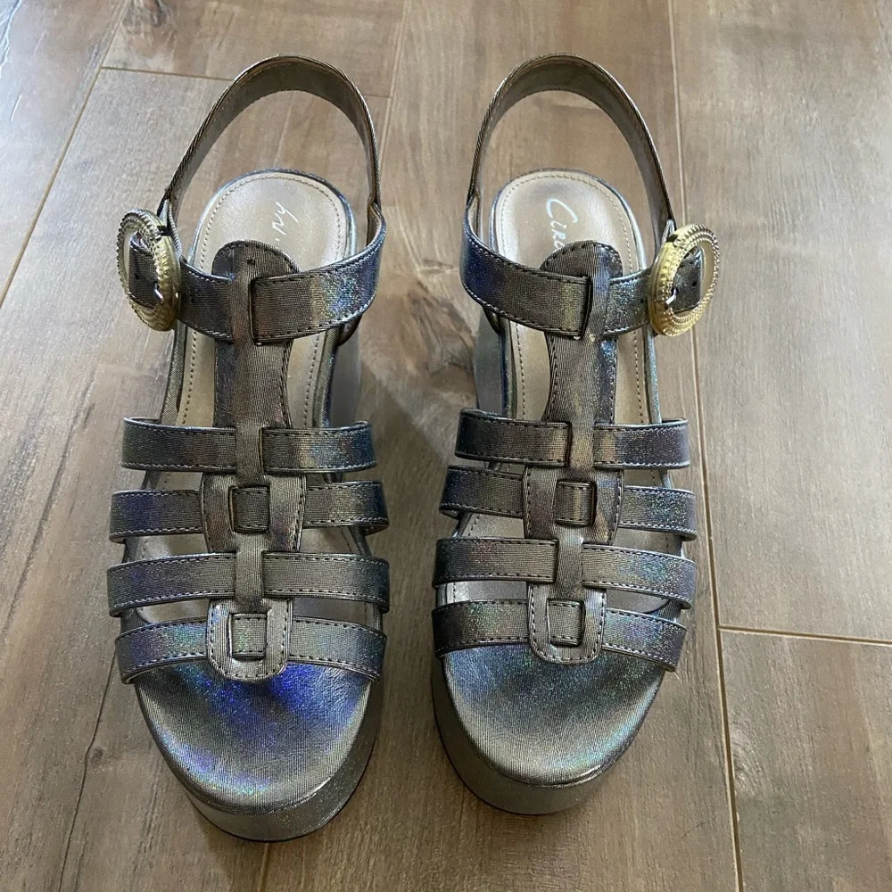 Circus NY by Sam Edelman Golda Platform Wedge Sandal in Iridescent Black